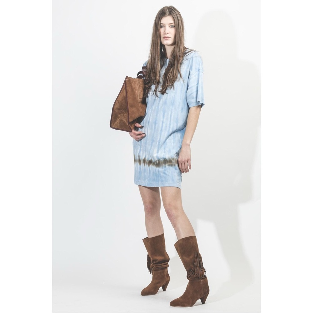 Raquel Allegra Pré Collection T-Shirt Dress Blue Stripes 2 (Size L)